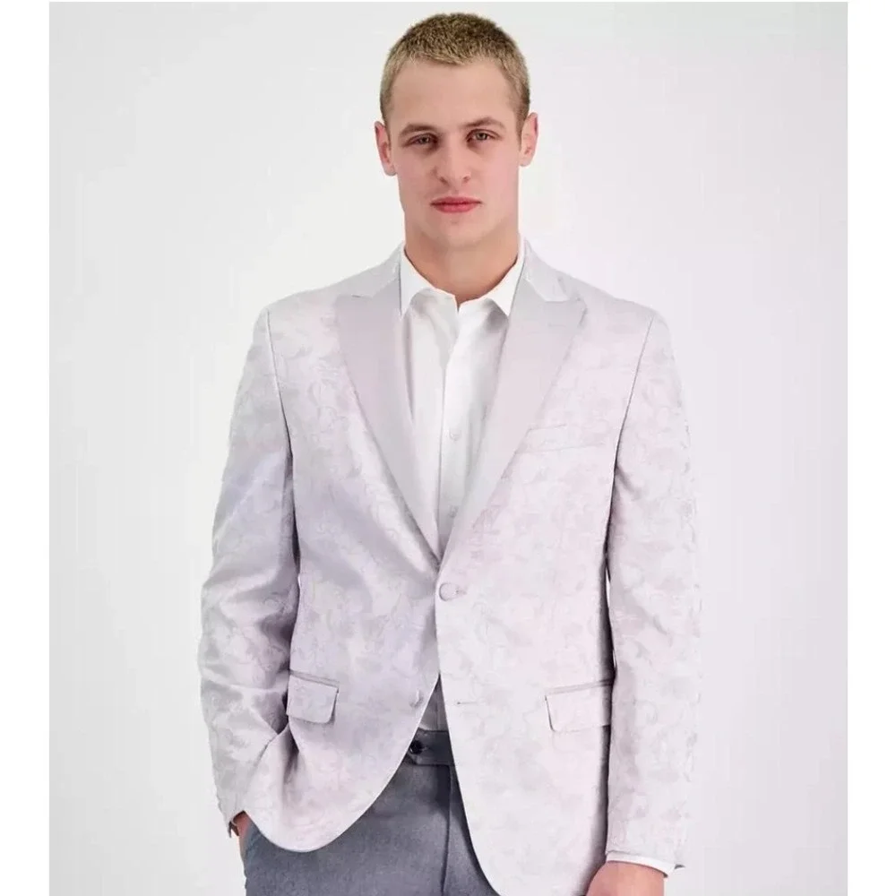 Alfani Men's Slim-Fit Stretch Sheen Floral Evening Blazer Jacket Pastel 42R Prom